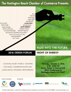 The Huntington Beach Chamber of Commerce Presents: 2016 Green Forum – Night of Energy: Plug Into the Future @ Senior Center in Central Park | Huntington Beach | California | United States