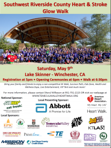 Southwest Riverside County Heart & Stroke Glow Walk @ Lake Skinner | Winchester | California | United States